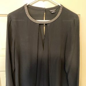Club Monaco silk blouse with leather accents